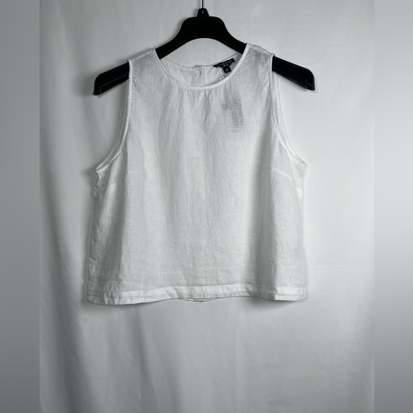 NWT J.CREW Size XL Maxine button-back Top 100%  Linen In White - Picture 2 of 8
